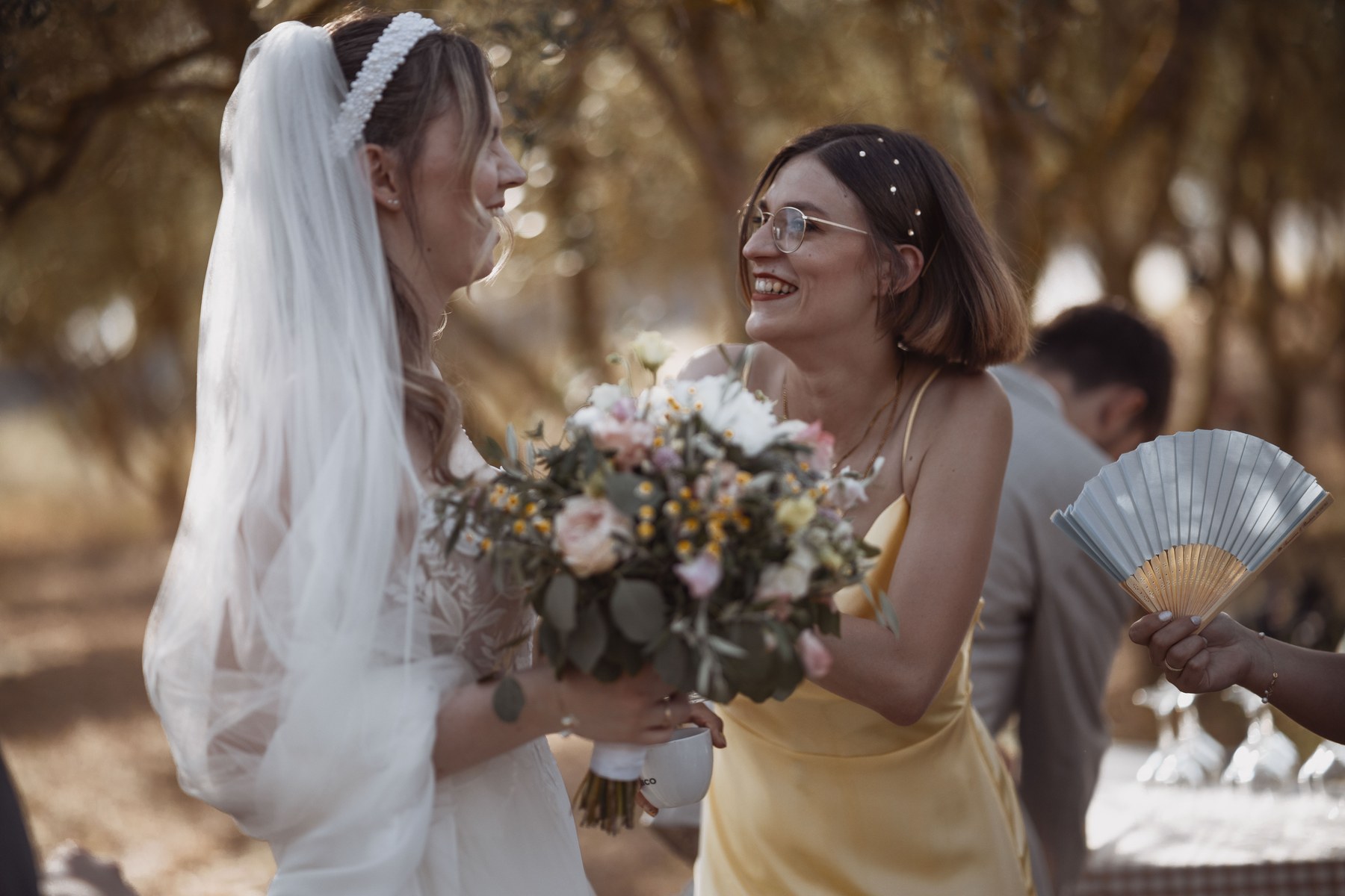 Annarina embracing a guest after the ceremony.
