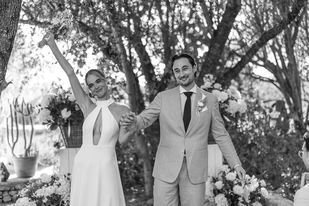 Isabelle and Arne celebrating together after the ceremony.